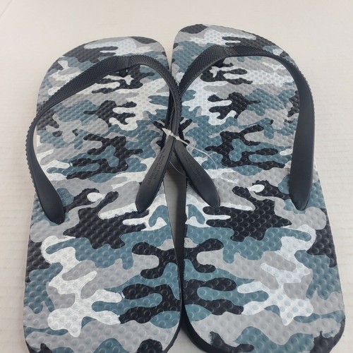 Mens Camo Flip Flops Size X Large 12 Frayed Camouflage Sandals - Picture 3 of 5