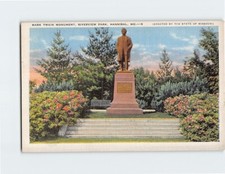 Postcard Mark Twain Monument Riverview Park Hannibal Missouri USA