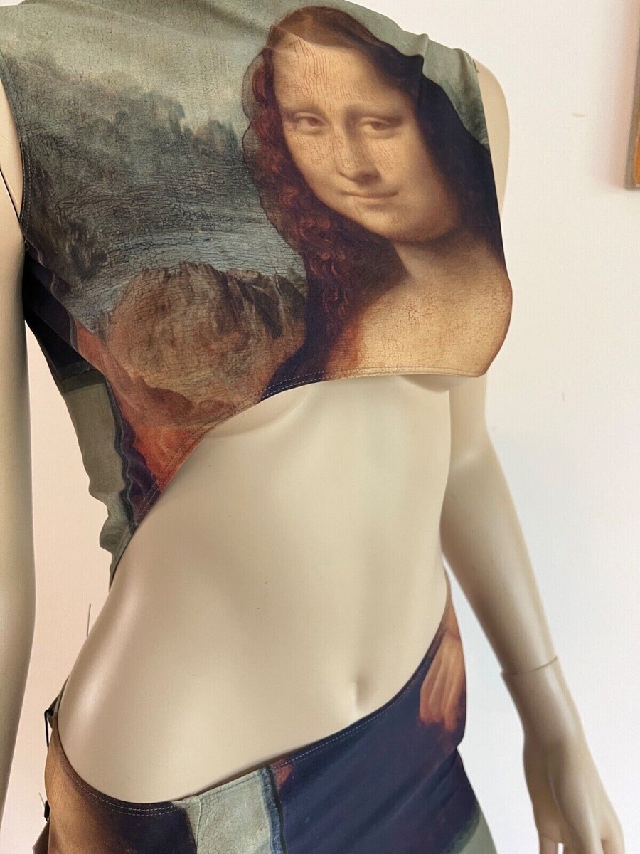 JEAN PAUL GAULTIER ICONIC MONA LISA PRINT CUT-OUT DRESS XS | eBay