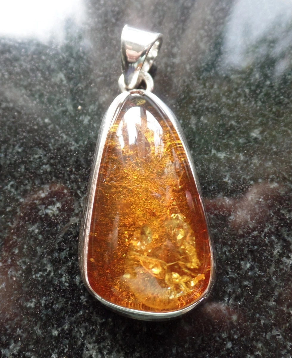 Sterling silver amber pendant clearance
