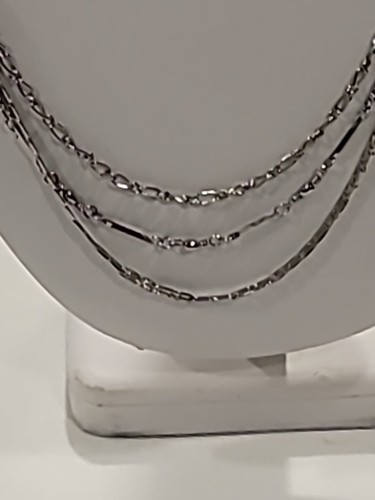 White House Schwarzmarkt Gürtel silberfarben dreifacher Strang Kette rote Strass 37" - Bild 16 von 24