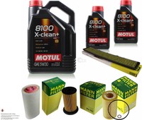 Mann-Filter Inspektionspaket 7L Motul 5W-30 8100 X-Clean+ FüR BMW 3Er 320D 318D