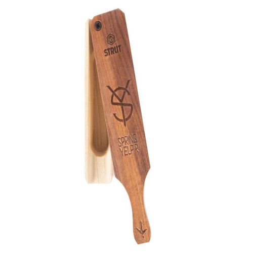 HS Strut® SPRING YELP'R Turkey Box Call Spring Loaded One Hand Poplar/Walnut - Picture 2 of 4