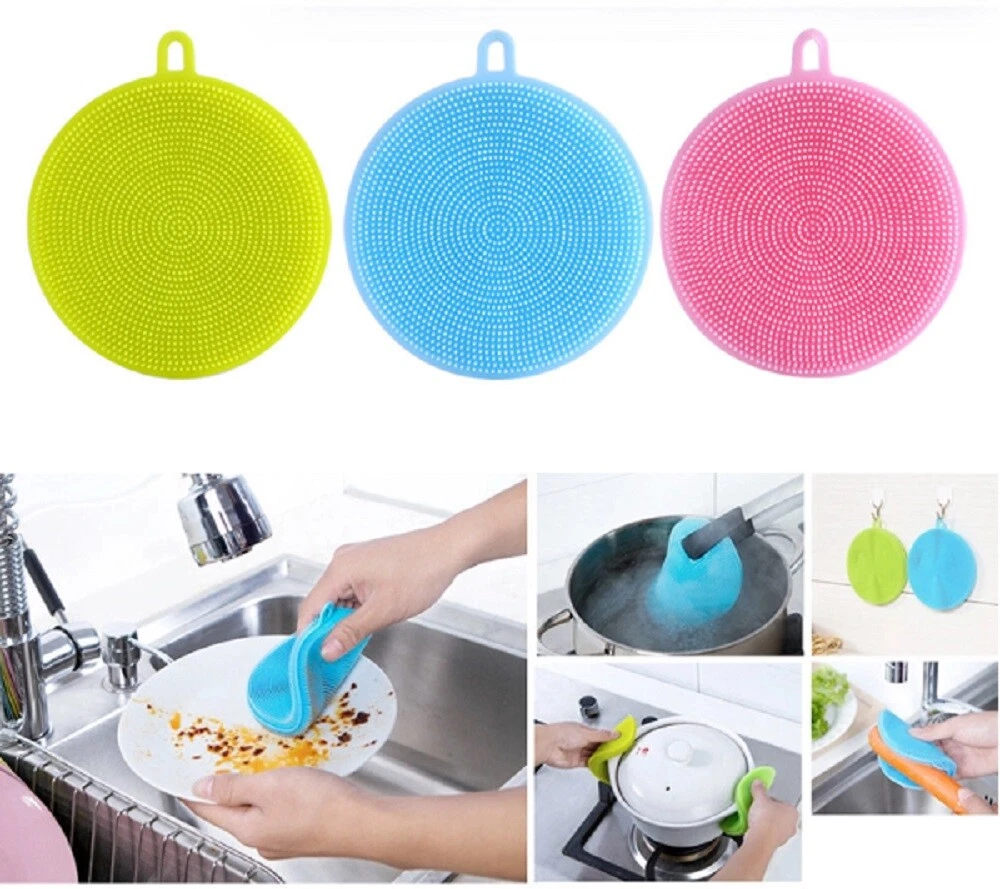 3PC Multifunction Silicone Dish Washing Cleaning Brush Kitchen Home Cleaner Tool
