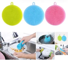 3-Piece Silicone Dishwashing Brush Set – Multifunction Kitchen Cleaning Scrubber