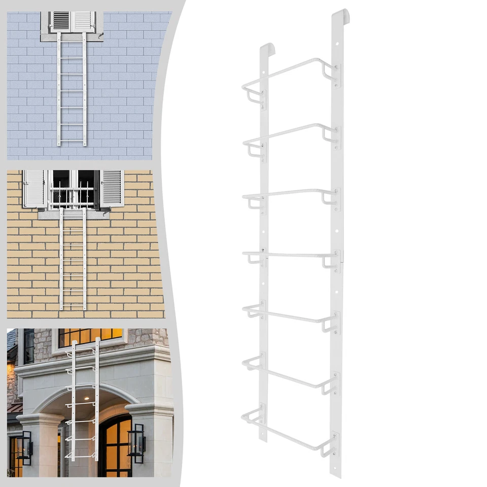 Blanco Q23 Acero Resistente Ventana Eje Escalera 7 Pasos 20 *78.3 pulgadas NUEVO EE. UU. Foto 2 de 4