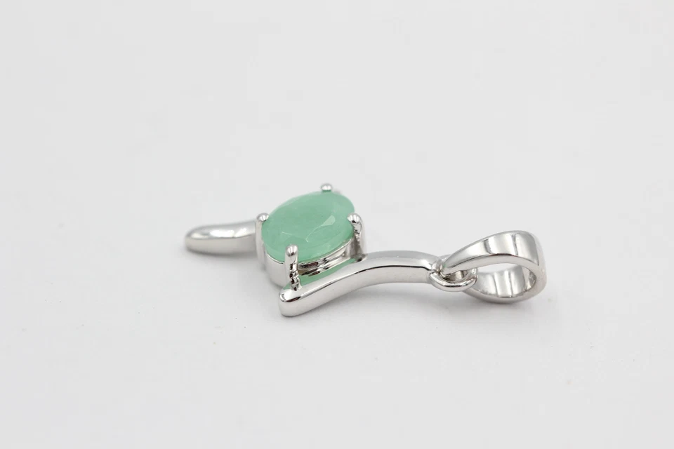 0,72 Carati Pendente Di Smeraldo Collana In Argento 925 Pendente Di Smeraldo - Immagine 4 di 4