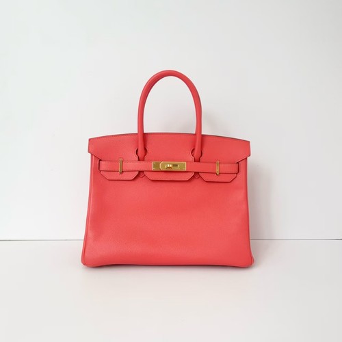 Hermes Birkin 30 Rose Jaipur Epsom Leather Gold HW Top Handle Bag Auth