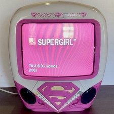 Superman CRT TV DVD Combo 13  DC Comics Supergirl Pink White - Read Description