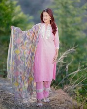 Indian Pakistani Ethnic Kurta Pant Dupatta Set Bollywood Designer Top Kurti Set