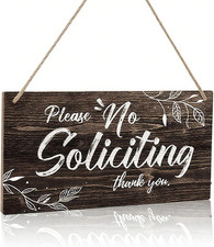 No Soliciting Sign Wooden Front Door Plaque Please No Soliciting Thank You