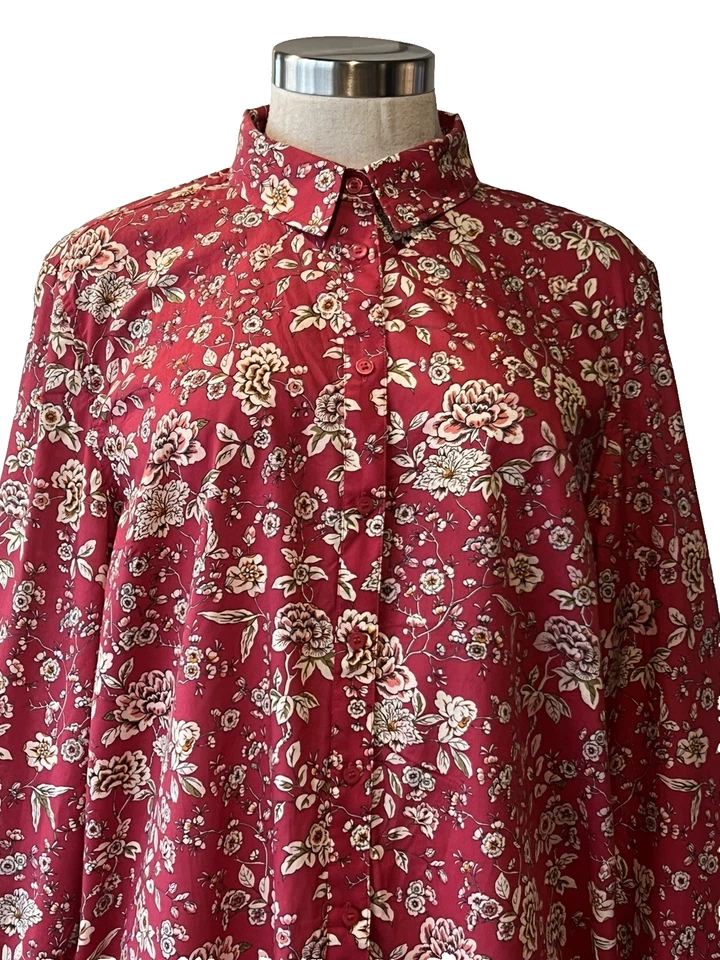 Camisa Blusa SPORTSCRAFT & LIBERTY Roja "Celebración" Algodón Floral 18AUST-UK/14US Foto 2 de 4