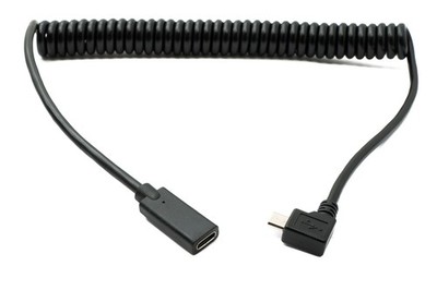 SYSTEM-S USB 3.1 Kabel 180 cm Typ C Buchse zu 2.0 Micro B Stecker Spirale Winkel