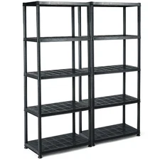 2 Pieces 5-Tier Ventilated Shelving Storage Rack Free Standing Multi-Use Shelf