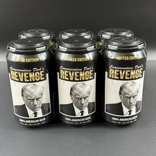 Trump Mugshot Conservative Dad’s Revenge Empty Beer Cans 6 Pack Collector Lot