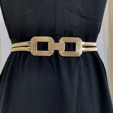 Designer Style Women Elastic Gold Chain Waist Belt Stretch Metal Dress Elegant