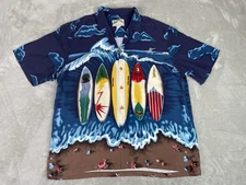 VTG Paradise Found Honolulu Mens XL Hawaiian Shirt Surf Boards Beach 100% Rayon