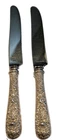 S. Kirk & Son Repousse Sterling Silver Medium Size Dinner Knives, Qty 2, No Mono