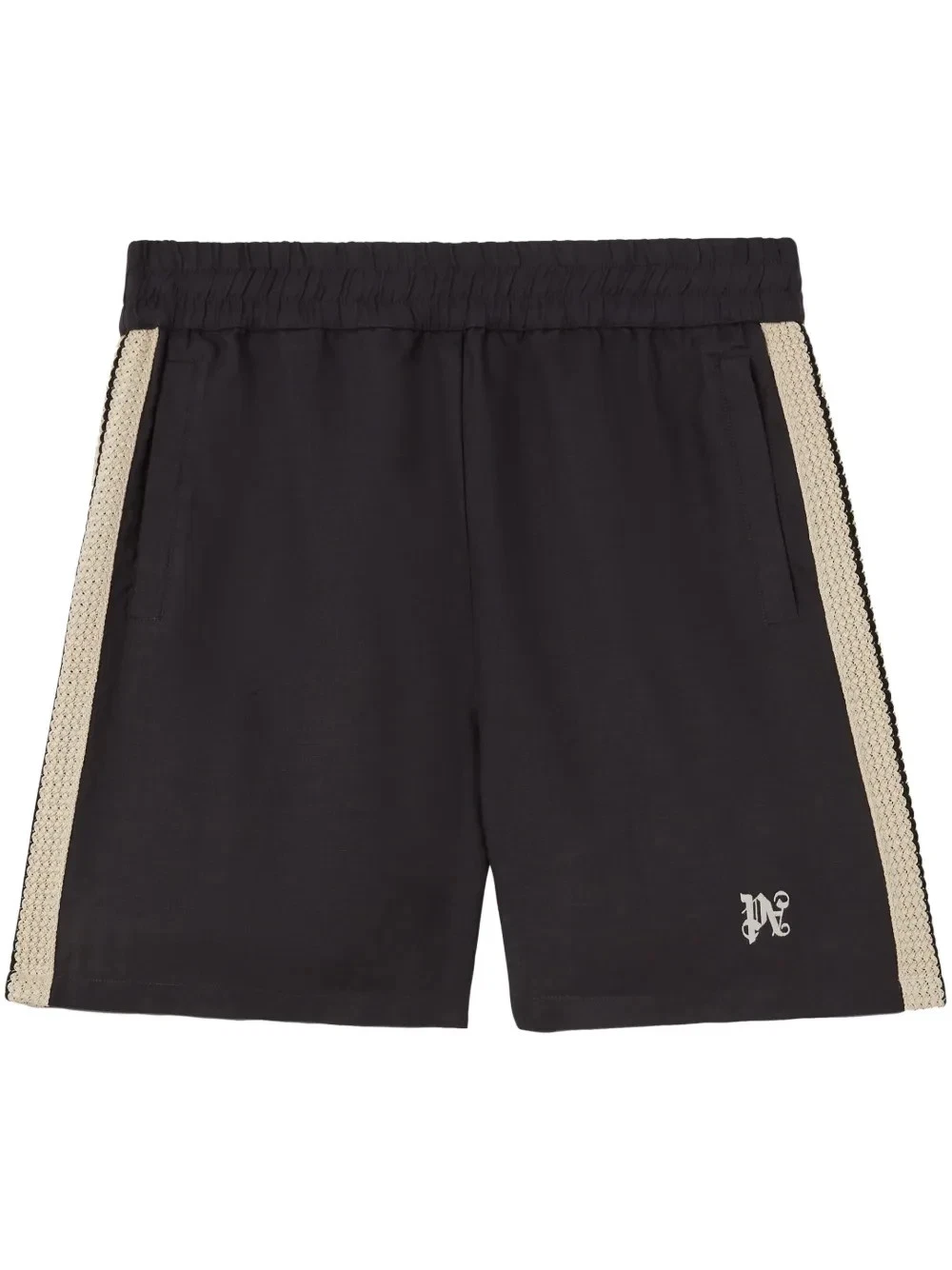 Palm Angels Linen PA monogram embroidered striped track shorts Size M RRP$1200