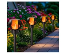 Dynaming 4 Pack Solar Torch Lights Outdoor, Flickering Flame Pathway Solar Gl...