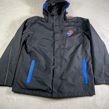 Domino's Gear Jacket Mens Medium Black Hooded Windbreaker Delivery Uniform