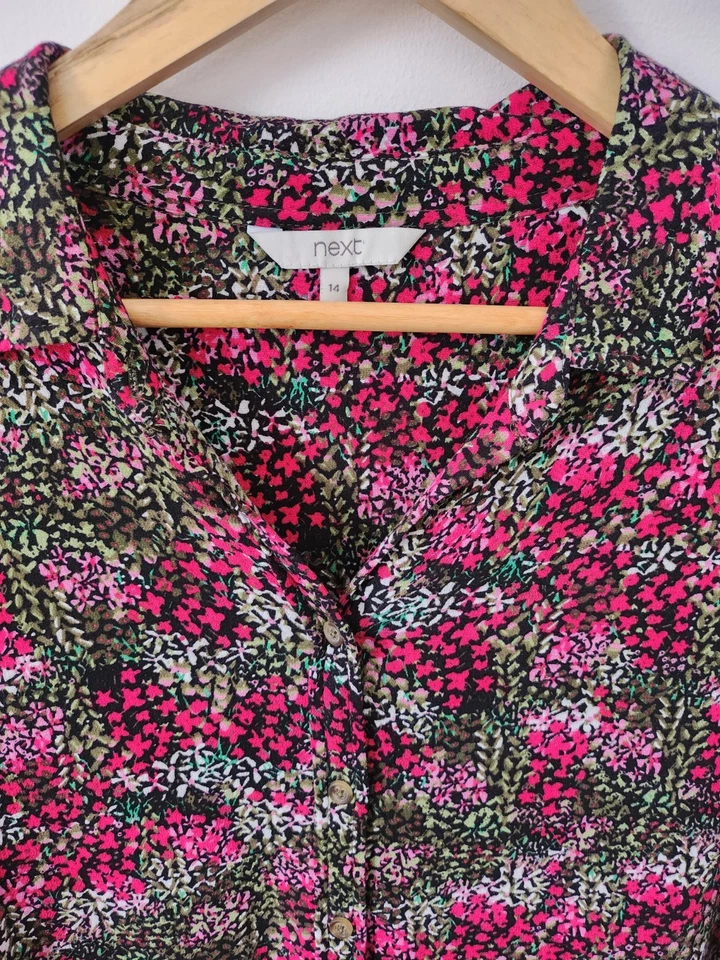 Ladies Next Pink, Red And Green Blouse/Shirt Size 14- Workwear- Casual Smart - Image 2 of 4