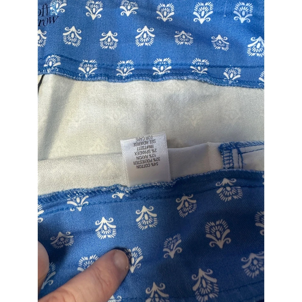 Bermudas Croft & Barrow para mujer 18 azules blancas florales golf informales tiro alto Foto 4 de 4