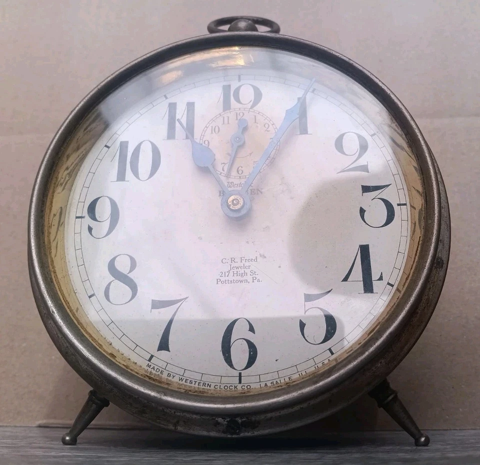 Rare Antique 1914 Westclox Bl. On Front -Works Good - Image 4 of 4