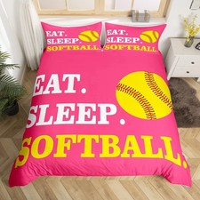 Softball Bedding Set for Girls Boys Kids Ball Sports Theme Comforter Cover Se...