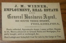 1920's Vintage Advertising Business Card~J. M. Weiner Employment, Real Estate PA