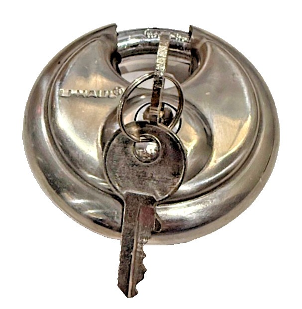 U‑Haul 2‑3/4” Stainless Disc Padlock With 2 Keys – Storage Lock
