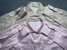 Eton Dress Shirt Mens 18 46 Pink Beige Contemporary Lot 2 Long Sleeve Button