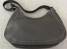 Tommy Hilfiger borsa donna grigia piccola borsa bianca cuciture forma mezzaluna