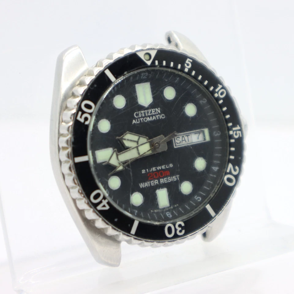 Citizen 200m Diver 4-824164 Black Dial Day Date Auto Cal. 8200 Stainless Watch - image 3 of 4