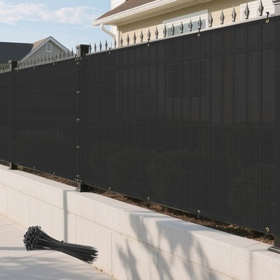 4FT Tall Outdoor Fence Privacy Screen Sun Shade Windscreen Mesh Cover Black