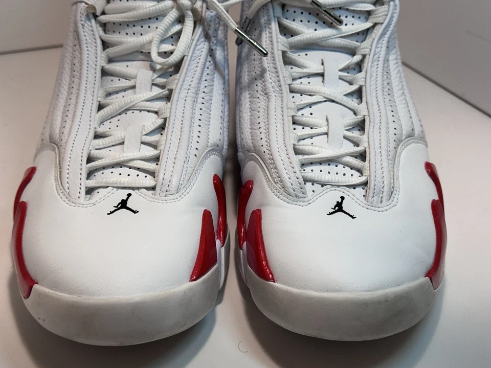 Nike Air Jordan 14 Retro Candy Cane Branco Varsity Vermelho 487471-100 Masculino 11.5 - Imagem 2 de 4