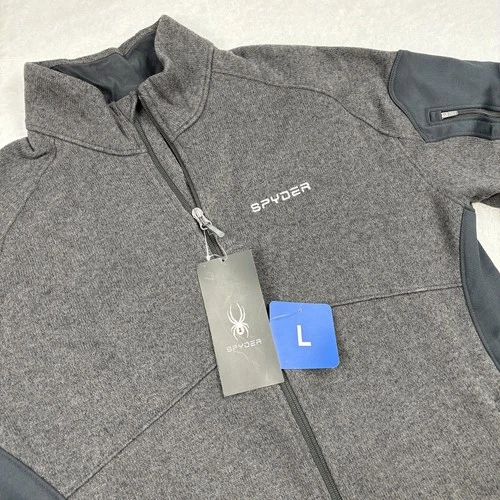 Spyder Jacket Mens L Gray Windbreaker Soft Shell Lined Full Zip Pockets NWT - product listing photo