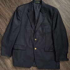 Lauren Ralph Lauren LRL 100 Wool Navy Blue Blazer with Gold Buttons - 44 Reg