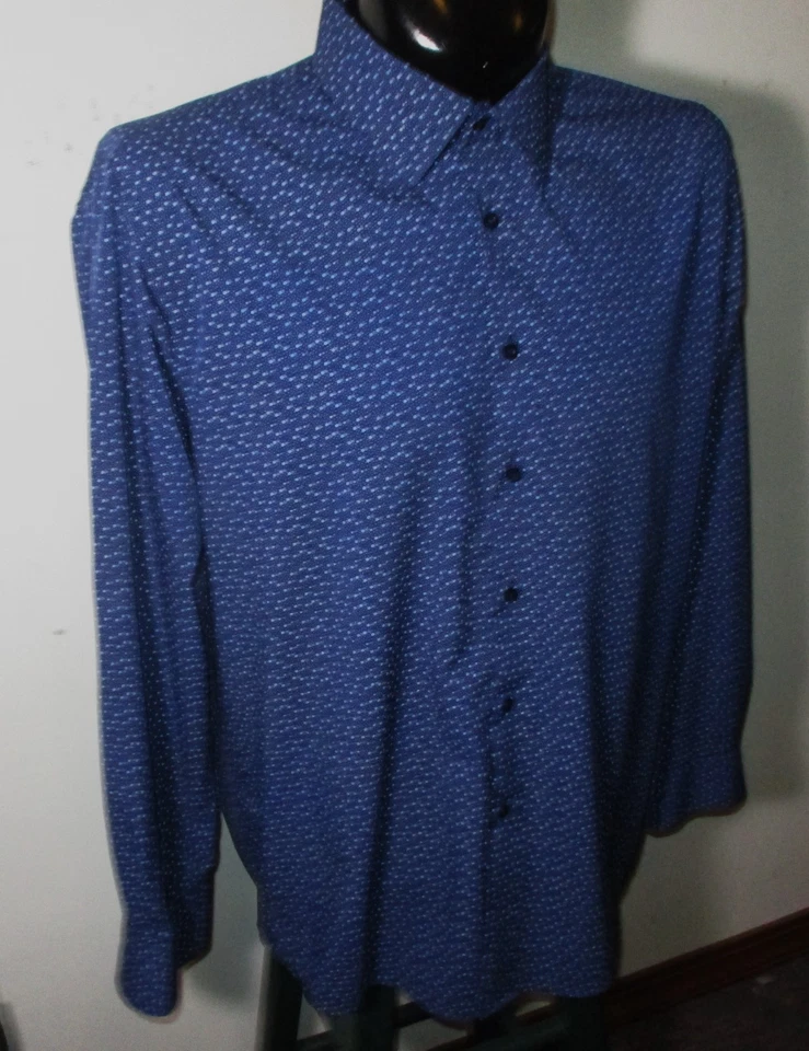 LUCKY BRAND Blue "Slim Fit" 4 Way Stretch Dress Shirt Size 17/17.5/34-45 NWOT - Image 3 of 4