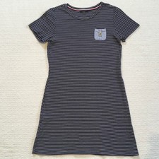 Tommy Hilfiger Striped Short Sleeve T Shirt Dress Womens S Pocket Accent