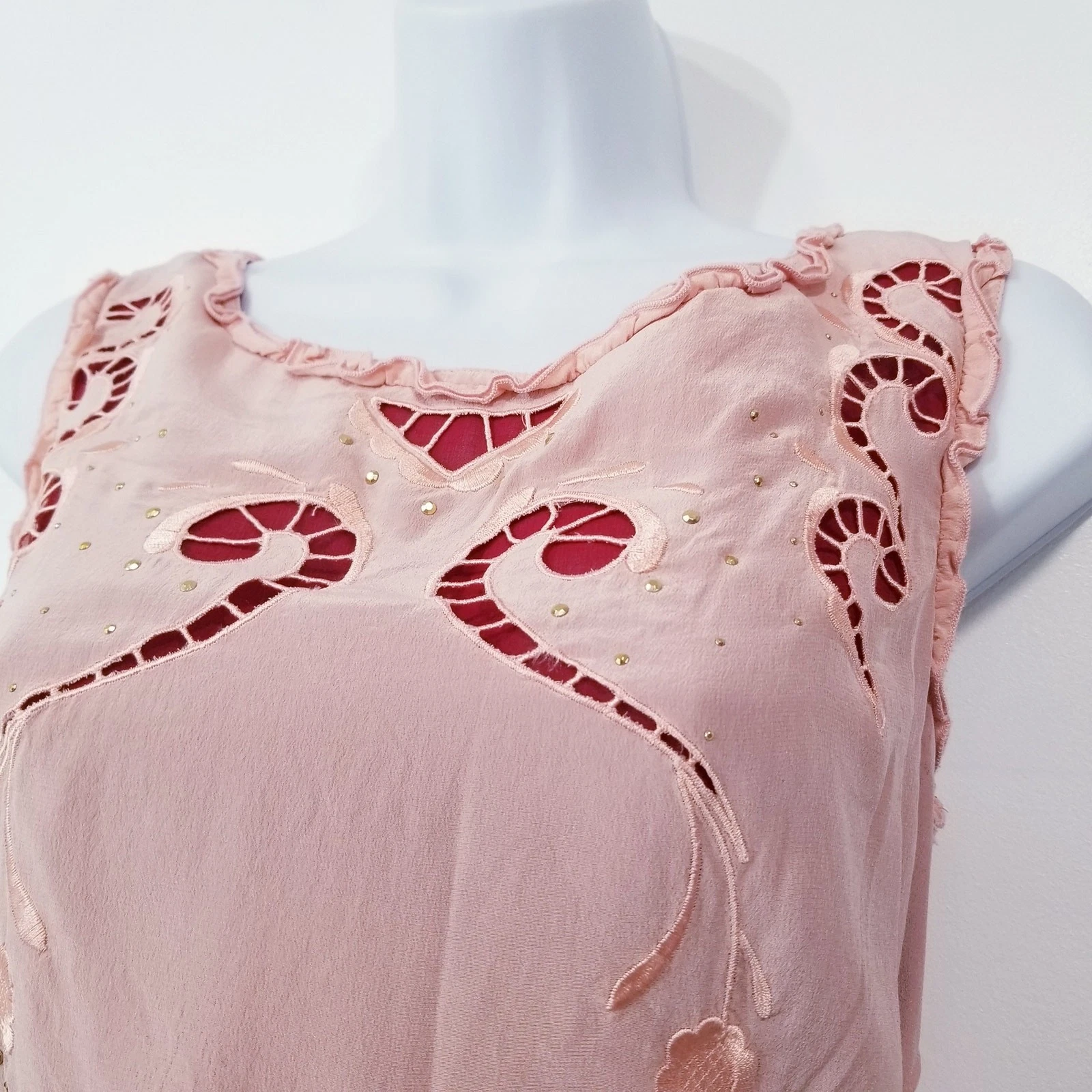 Abito donna Love Moschino taglia 4 ricamato borchie rosa blush