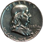 🇺🇸 Uncirculated Proof 1957 Philadelphia Mint Silver Franklin Half Dollar USA