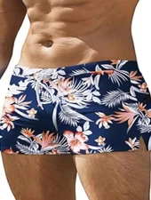 New Men's Sexy Tropical Square Cut Swim Brief - Gay Interest