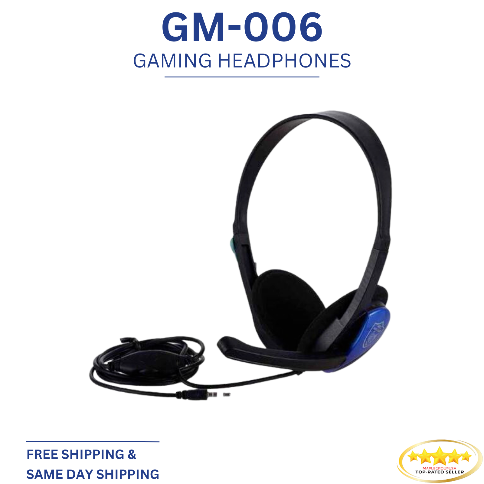 Wired Gaming Headset with Stereo Bass Surround Mic for PC Games Movies Music GM-006-image