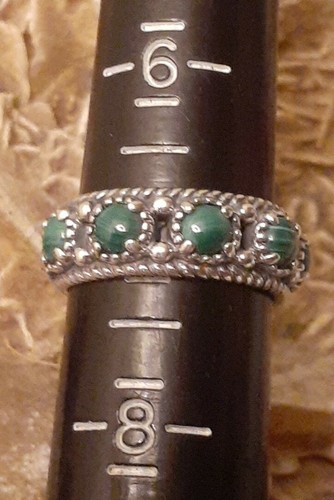 Carolyn Pollack Relios Sterling Silver Green Malachite Gemstone Band Ring Size 7 - Picture 7 of 14