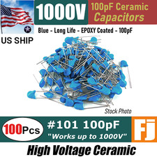 100 Pcs  101 .1nF .0001uF 100pF 1KV High Voltage Ceramic Capacitor  US SHIP