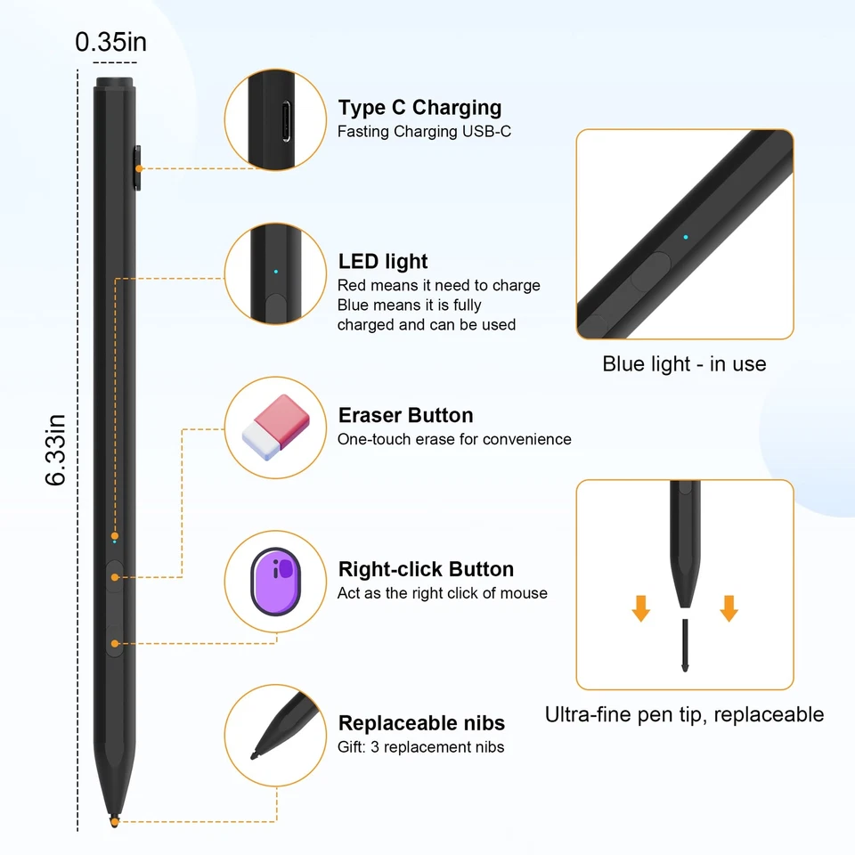 Microsoft Surface Pen für Surface Pro 11/10/9/8/7/6/5/4/3/X Surface Go 4/3/2/... - Bild 3 von 4