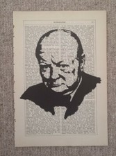 Winston Churchill Print. Vintage. Retro. Art. Tom Bowden Graham artist. 