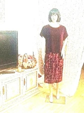 Luxurious Ladie's Junior Size 8 Burgundy Top and Skirt Set