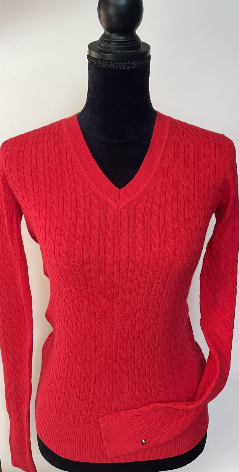 Tommy Hilfiger Women Long Sleeve Pullover V-Neck Cable Knit Sweater - &dollar;0 Ship